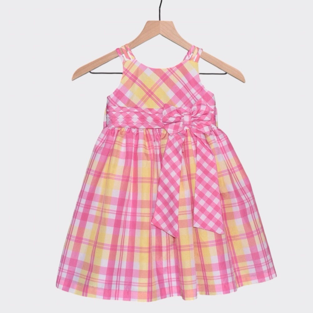 Bonnie Jean Plaid Fit and Flare Bow Waist Party Dress